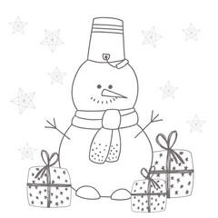 snowman. Coloring SCULPTURE FROM SNOW. Children's illustration a snowman. Christmas and New Year....