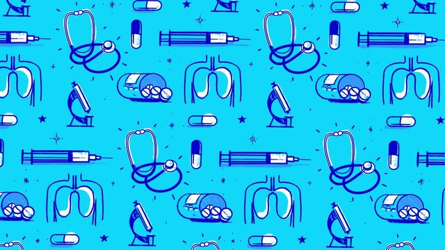 Medical equipment pattern illustration seamless loop.