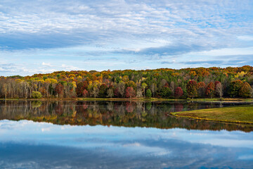 autumn landscape with lake and trees