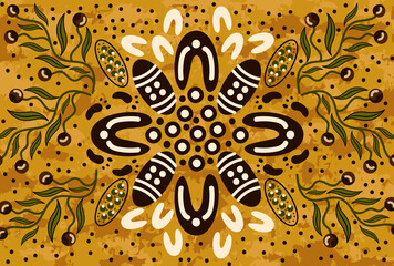 Bush leaves aboriginal art vector background