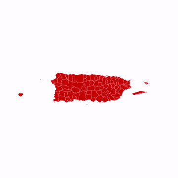 High Detailed Red Map of Puerto Rico on White isolated background, Vector Illustration EPS 10