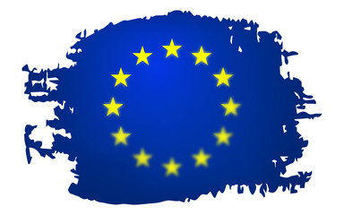 Obraz premium Flag of European Union. 3d realistic vector illustration isolated on white background. Stereoscopic effect. Texture smear.