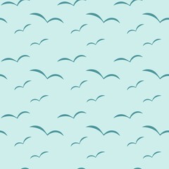 Vector seamless pattern. Doodle birds silhouettes. Isolated on blue background