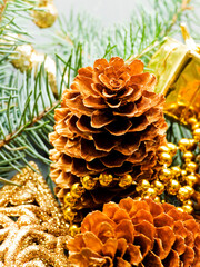 Golden Christmas pine cone