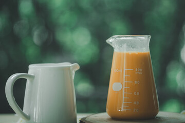 Hot Thai tea milk mix with sweetened condensed milk.