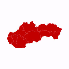 High Detailed Red Map of Slovakia on White isolated background, Vector Illustration EPS 10