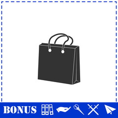 Shopping bag icon flat