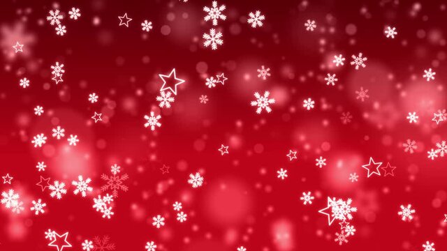 Abstract Falling particles snow snowflakes animation on Red dark loop 4K background. fall 3d render with lens flare. thanksgiving, Holiday, winter, New Year, snowflake, snow, festive, snow flakes,