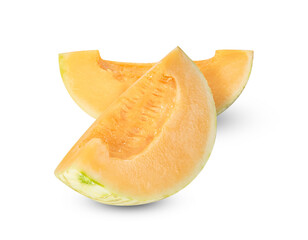 Orange cantaloupe melon fruit sliced isolated on white background ,include clipping path