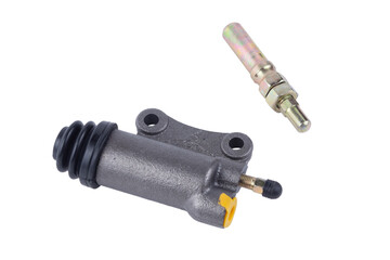 New clutch slave cylinder, cylinder isolated on a white background.