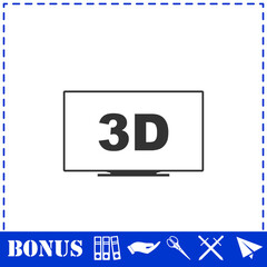 3D Television icon flat