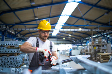 Working in factory.