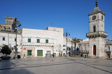 Fototapeta na wymiar Plebiscito square, Clock Tower, Ceglie Messapica, Puglia, Italy, Europe