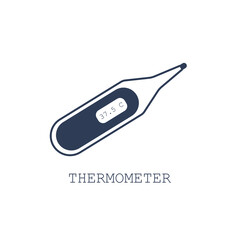 Thermometer icon on white background. Vector illustration in flat cartoon design. Design template of digital thermometer. Showing temperature. Top view. 