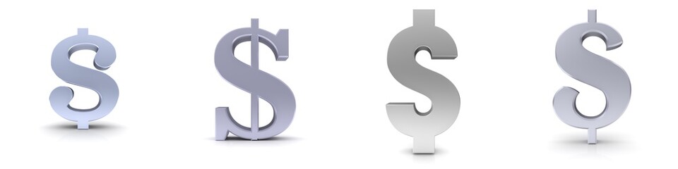 DOLLAR $ Dollar sign symbol silver 3d icons