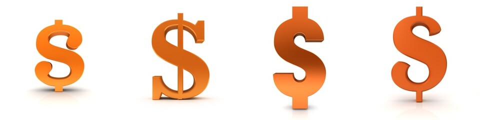 Dollar $ sign symbol 3d orange
