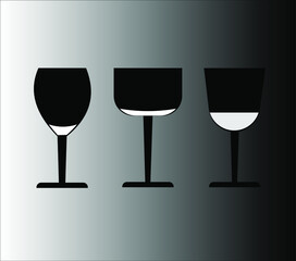 set of glasses on black background