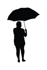 Woman with umbrella silhouette vector