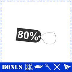 80 percent discount icon flat