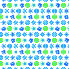 Seamless pattern in blue and green color on white background. can be used for wrapping paper, wallpaper etc.