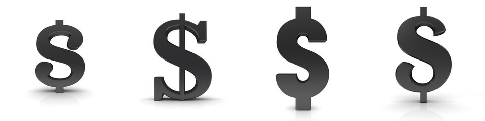 Dollar sign $ symbol black 3d money cash sale price icon set