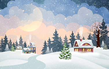 Naklejka premium Snow Village