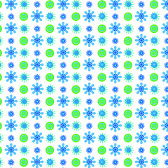 Seamless pattern in green and blue color on white background. can be used for wrapping paper, wallpaper etc.