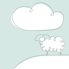 Sheep farm animal on white background. Vector illustration
