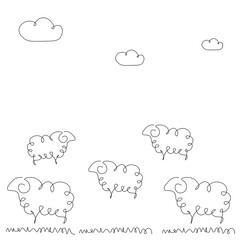 Sheeps cartoon on white background. Vector illustration