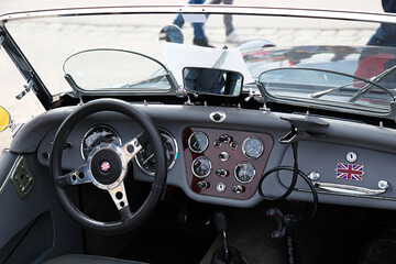 Cockpit of a vintage car