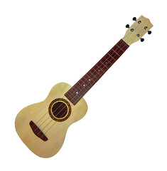 Fototapeta premium There is a four string acoustic guitar. White background. Isolated.