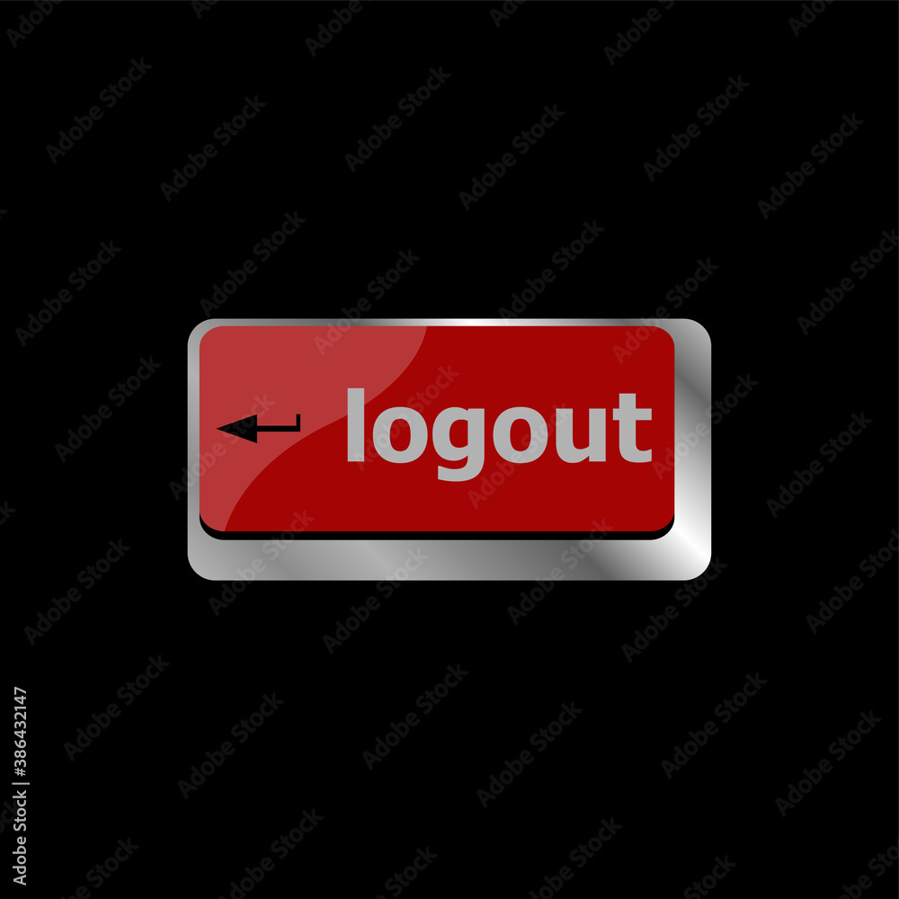 Poster logout word on computer keyboard keys button