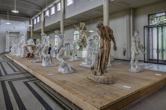 Gallery plasters in Meudon Rodin museum: Rodin’s monumental works are presented in their successive states. Municipality of Meudon (in southwestern suburbs of Paris). MEUDON, FRANCE. May 25, 2019.