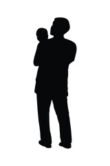 Father with baby son silhouette vector