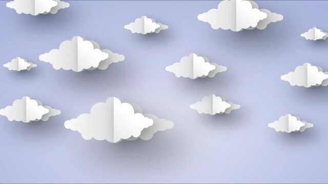 moving white clouds, animated paper art