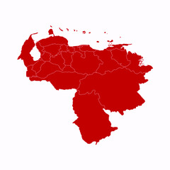 High Detailed Red Map of Venezuela on White isolated background, Vector Illustration EPS 10