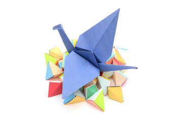 origami tetrahedrons with origami bird