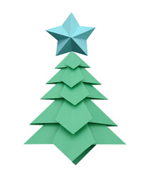 Origami Christmas tree paper with star