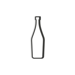 Martini bottle line. Simple template. Isolated object. Symbol in thin lines for alcoholic institutions, bars, restaurants, pubs and night clubs. Dark outline. Flat illustration on white background