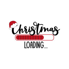 Fototapeta na wymiar Christmas loading...funny holiday symbol, with Santa's hat. Good for T shirt print, greeting card, poster, mug, and other gift design.