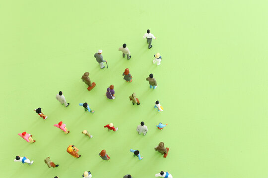 business concept image of people figures over wooden table, human resources and management concept