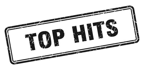 top hits stamp. square grunge sign on white background