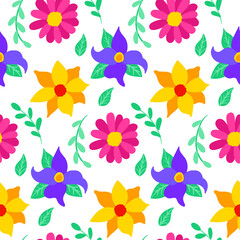 Fototapeta na wymiar Floral Mexican Seamless Pattern