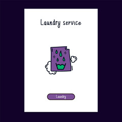 Icon washing powder for the Laundry room in the style of Doodle. Icon for Laundry room hand-drawn in color. Cartoon service card template with product for Laundry room. Vector illustration