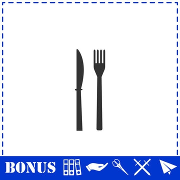Fork knife icon flat