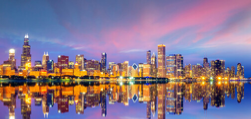 Obraz premium Downtown chicago skyline cityscape in USA
