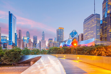 Downtown chicago skyline cityscape in USA