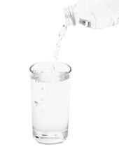 Bottle of freshwater, Pouring water on the glass