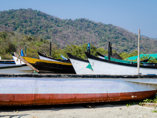 Fishing boats on the shore of the Indian ocean