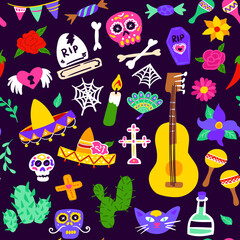 Dia De Los Muertos Seamless Pattern
